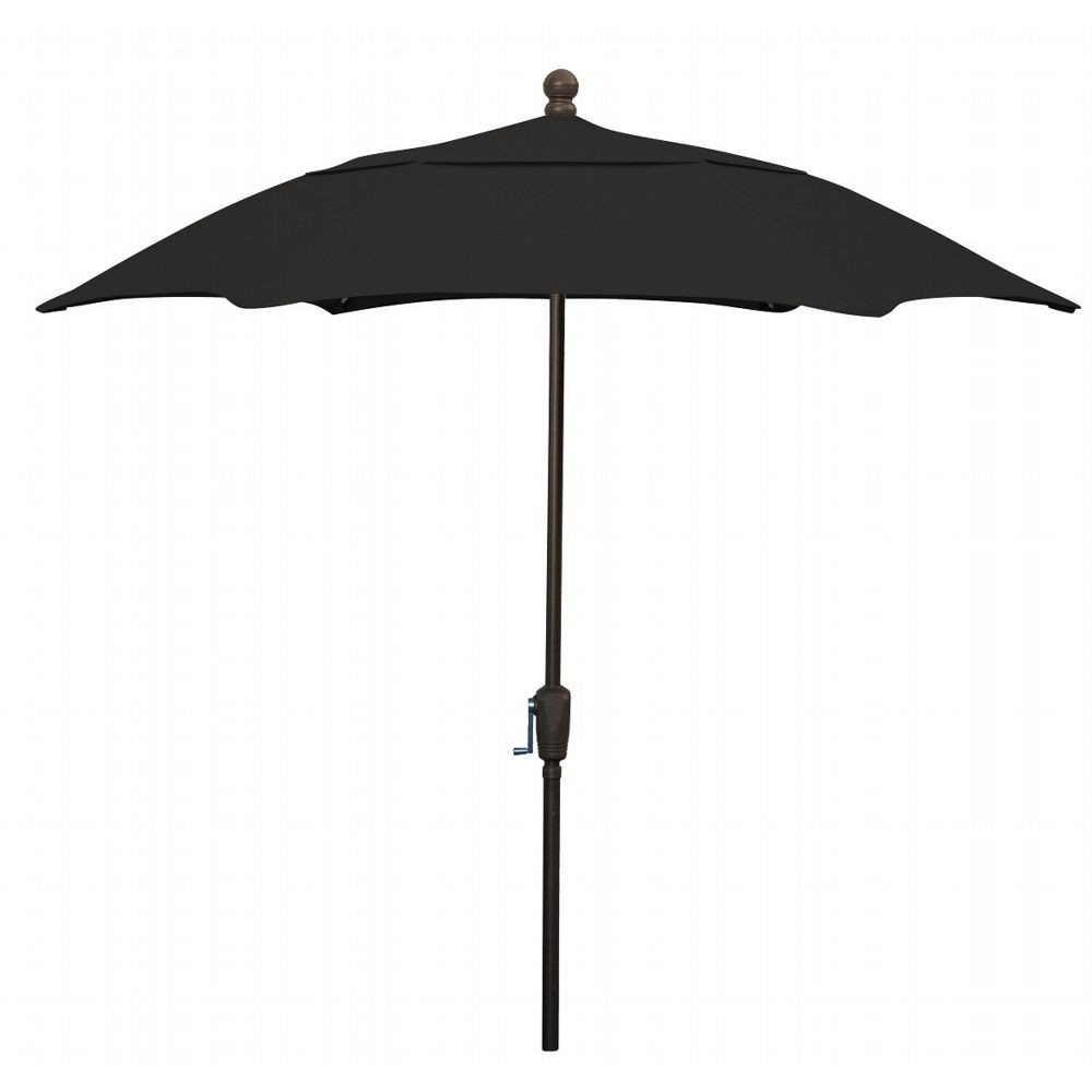 FiberBuilt 7.5ft Hexagon Black Patio Umbrella with Champagne Bronze
