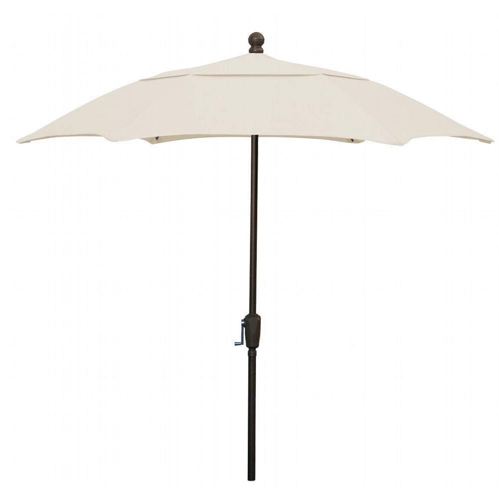 FiberBuilt 7.5ft Hexagon Natural Patio Umbrella with Champagne Bronze