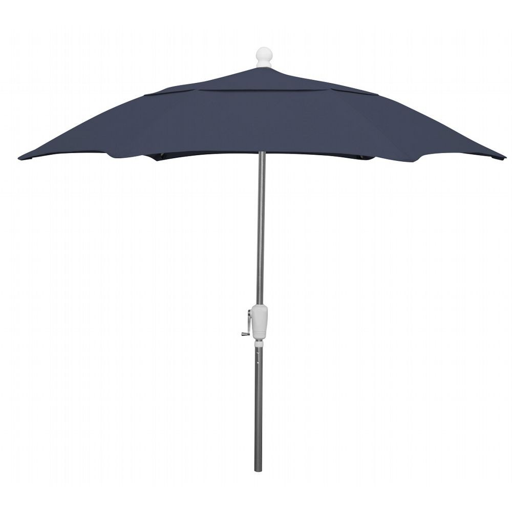 FiberBuilt 7.5ft Hexagon Navy Blue Patio Umbrella with Bright Aluminum