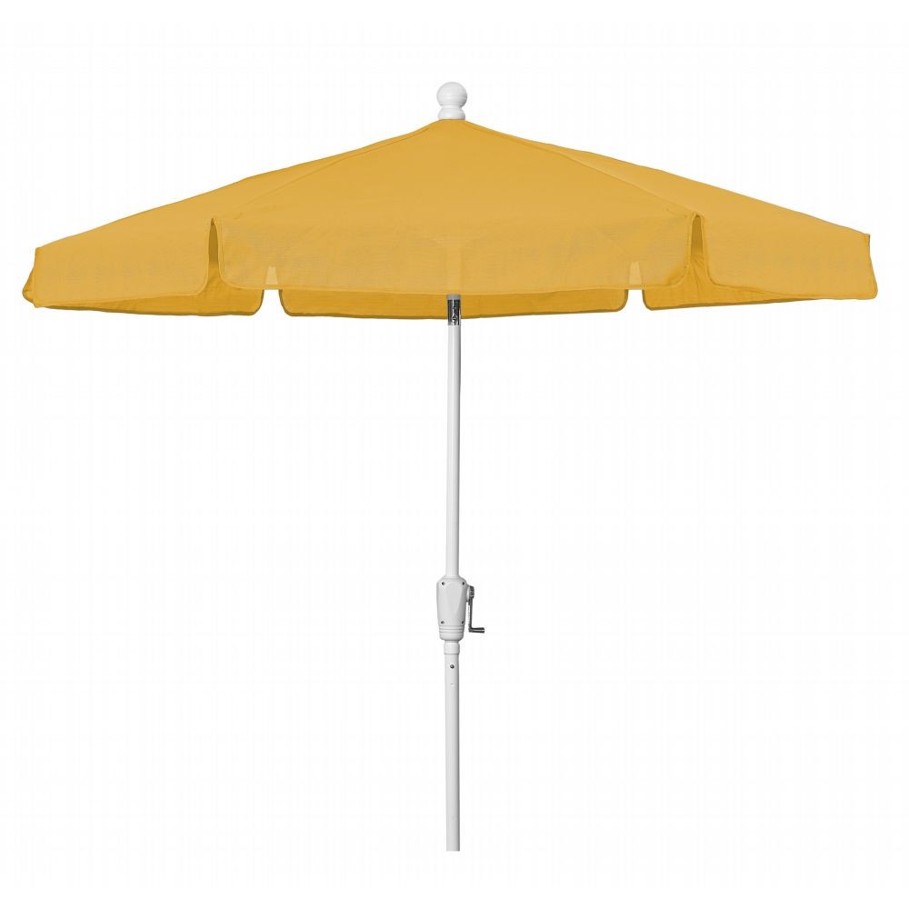 FiberBuilt 7.5ft Hexagon Yellow Garden Tilt Umbrella with White Frame ...