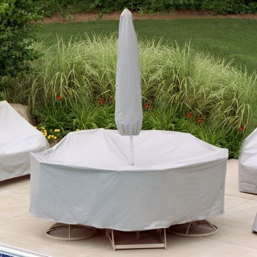 48" to 54" Round Table 4-6 Chairs Set Cover w/Umbrella Hole - Gray PC1158-GR