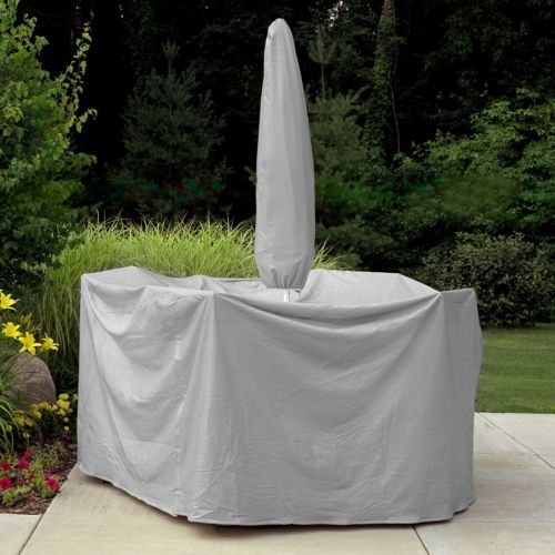 80" to 96" Table 6 HB Chairs Patio Set Cover w/Umbrella Hole - Gray PC1148-GR