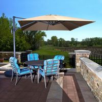 Santorini II Cantilever Umbrella (10' Square) - Sunbrella Acrylic Antique Beige NU6045