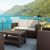 Monaco Wickerlook 4 Piece Loveseat Deep Seating Set Brown with Cushion ISP835-BR #5