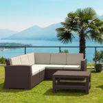 Monaco Wickerlook Resin Patio Sectional Set 6 Piece with Cushion ISP834S1