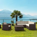 Monaco Wickerlook Resin Patio Sectional Set 7 Piece with Cushion ISP834S6