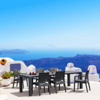 Ibiza Extendable Wickerlook Dining Set 7 piece Rattan Gray ISP8101S