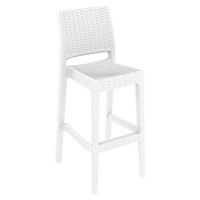Jamaica Wickerlook Resin Bar Chair White ISP866