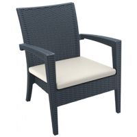 Miami Wickerlook Resin Patio Club Chair Rattan Gray with Cushion ISP850