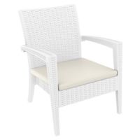 Miami Wickerlook Resin Patio Club Chair White with Cushion ISP850