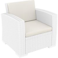 Monaco Wickerlook Resin Patio Club Chair White with Cushion ISP831
