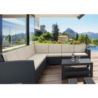 Monaco Wickerlook Resin Patio Sectional Set 8 Piece with Cushion ISP834S4