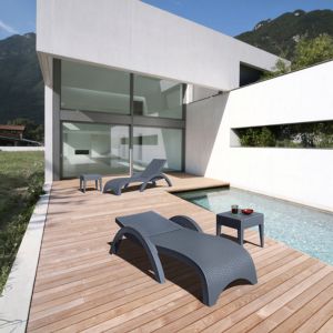 Fiji Wickerlook Resin Outdoor Chaise Lounge Set 4 Piece Rattan Gray ISP860-S4