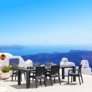 Ibiza Extendable Wickerlook Dining Set 7 piece Rattan Gray ISP8101S