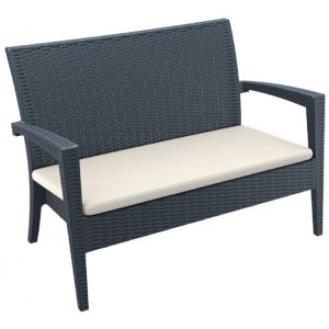 Miami Wickerlook Resin Patio Loveseat Rattan Gray with Cushion ISP845