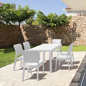 Orlando Wickerlook Patio Dining Set 7 Piece White ISP8781S