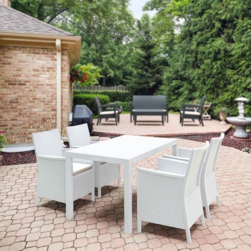 California Wickerlook Resin 55 inch Patio Dining Set 5 Piece White ISP8064S-WH