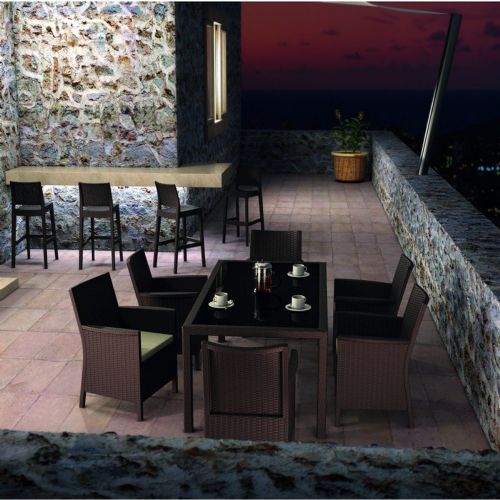 California Wickerlook Resin Patio Dining Set 7 Piece Brown ISP8063S-BR