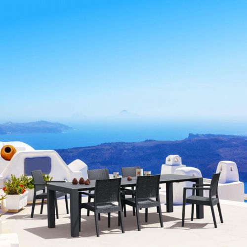 Ibiza Extendable Wickerlook Dining Set 7 piece Rattan Gray ISP8101S-DG