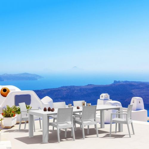 Ibiza Extendable Wickerlook Dining Set 7 piece White ISP8101S-WH