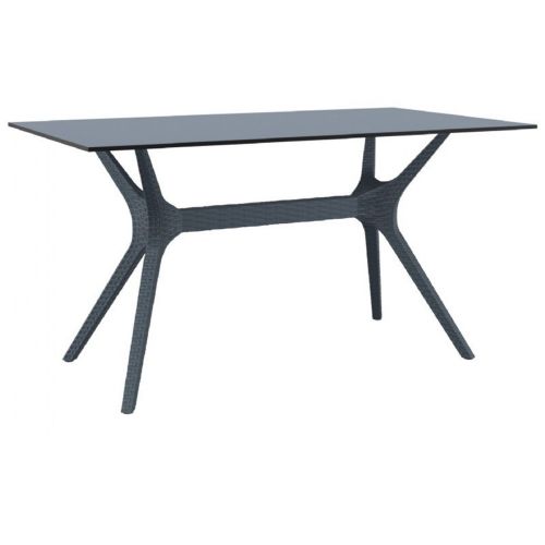 Ibiza Rectangle Outdoor Dining Table 55 inch Rattan Gray ISP864-DG