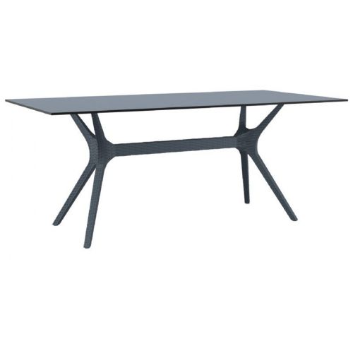 Ibiza Rectangle Outdoor Dining Table 71 inch Rattan Gray ISP865-DG