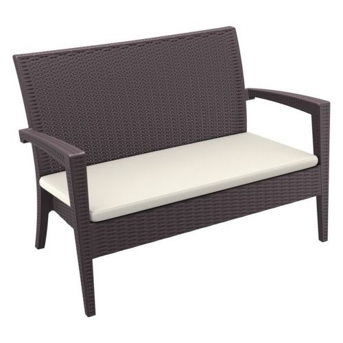 Miami Wickerlook Resin Patio Loveseat Brown with Cushion ISP845-BR