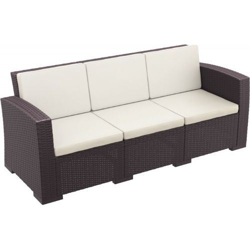 Monaco Wickerlook Resin Patio Sofa XL Brown with Cushion ISP833-BR