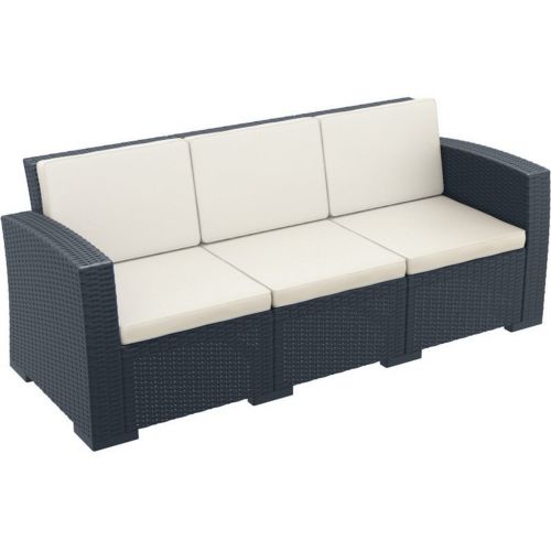 Monaco Wickerlook Resin Patio Sofa XL Rattan Gray with Cushion ISP833-DG