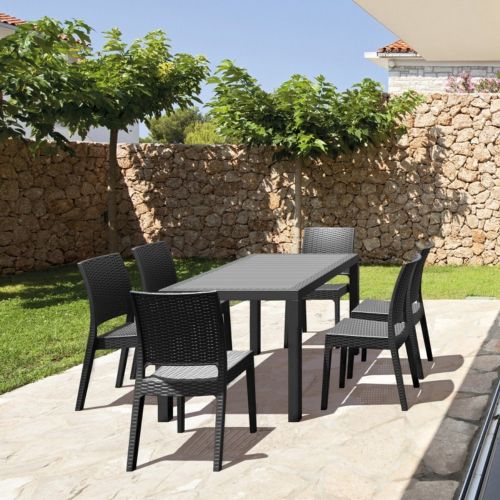 Orlando Wickerlook Patio Dining Set 7 Piece Rattan Gray ISP8781S-DG