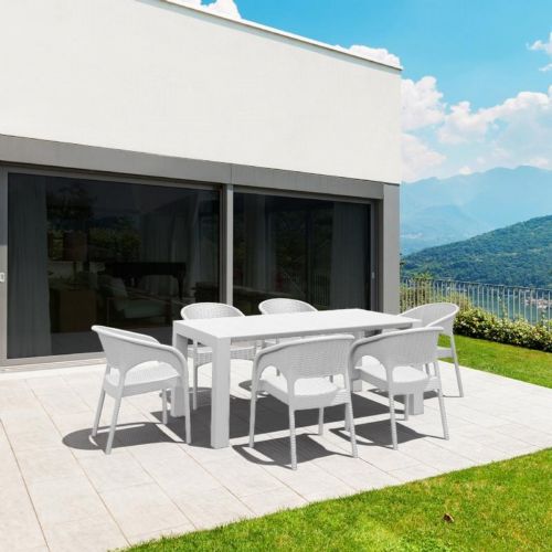 Panama Extendable Patio Dining Set 7 piece White ISP8082S-WH
