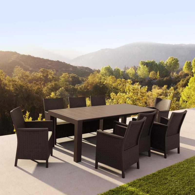 California Extendable Dining Set 9 Piece Brown ISP8066SBR CozyDays