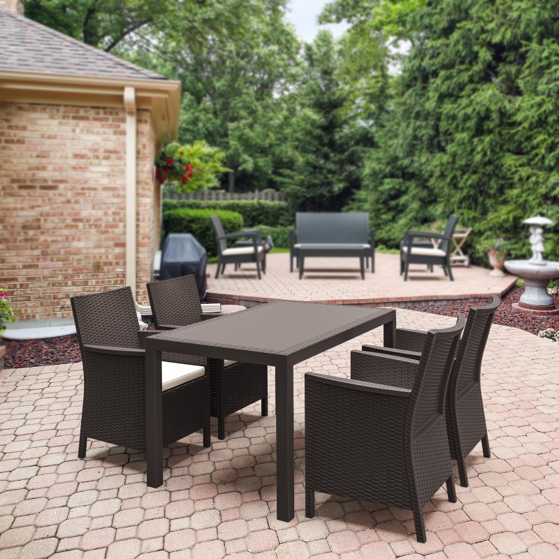 California Wickerlook Resin 55 inch Patio Dining Set 5 Piece Brown