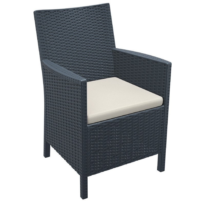California Wickerlook Resin Patio Chair Dark Gray ISP806DG CozyDays