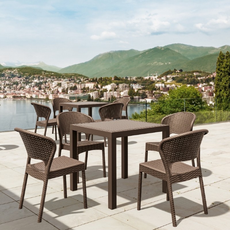 Daytona Wickerlook Square Patio Dining Set 5 Piece Brown ISP8181SBR