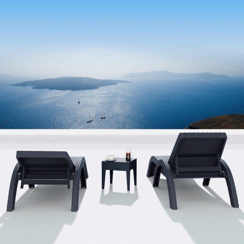 Fiji Wickerlook Resin Outdoor Chaise Lounge Set 3 Piece Brown ISP860S3