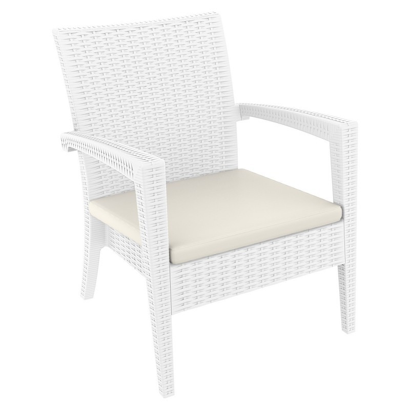Miami Wickerlook Resin Patio Club Chair White with Cushion ISP850WH CozyDays