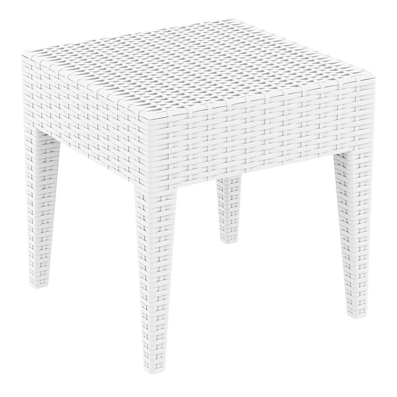 Miami Wickerlook Resin Patio Side Table White 18 inch. ISP858-WH | CozyDays