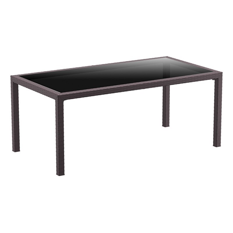 Miami Wickerlook Resin Rectangle Patio Dining Table Brown 69 inch