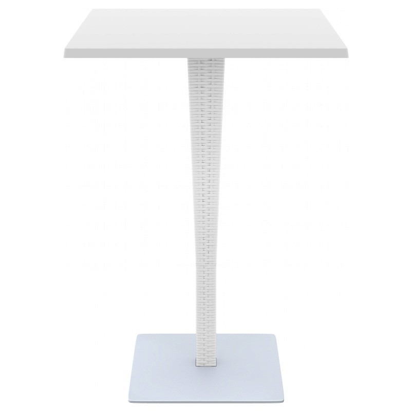 Riva Wickerlook Resin Square Bar Table White 28 inch. ISP888-WH | CozyDays