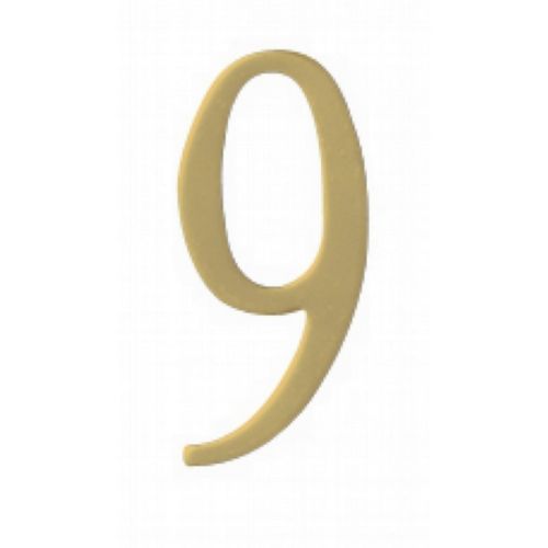 Special Lite 2" Brass Self Adhesive Address Number. Number: 9 BR2-9