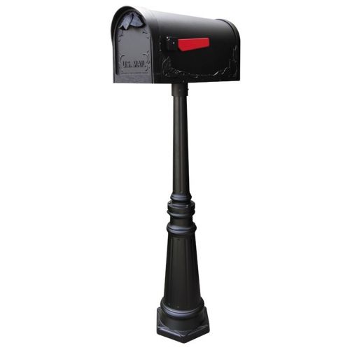 Special Lite Floral Curbside Mailbox with Tacoma Mailbox Post Unit SCF-1003-SPK-591-BLK