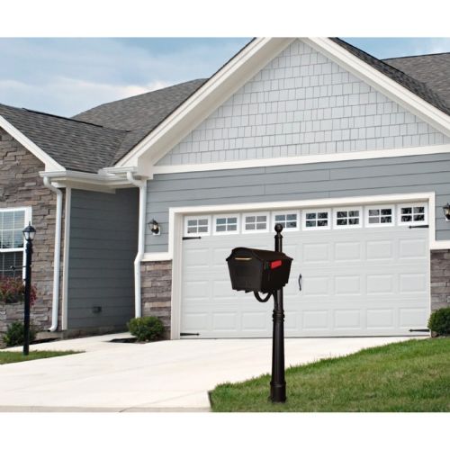 Special Lite Town Square Curbside Mailbox and Ashland Mailbox Post Unit STB-1007-SPK600-BLK