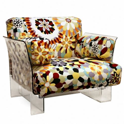 Clear Acrylic Accent Chair with Floral Cushion BX-88403