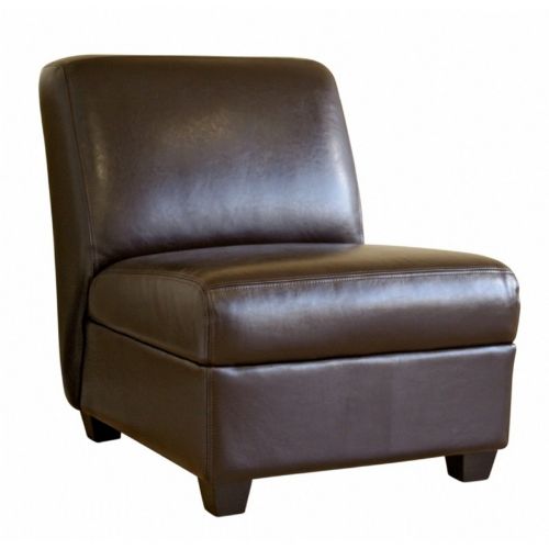 Full Leather Dark Brown Armless Club Chair BX-A-85-001-DBRN